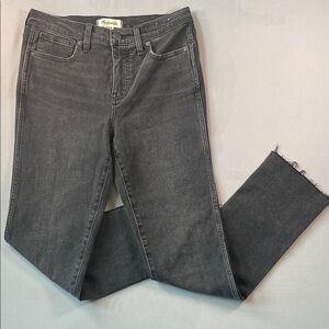 Madewell NEW Charcoal Mid-Rise Stovepipe Jeans Frayed Hem | 27